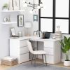Corner Desk White 57.1"x39.4"x29.9" Engineered Wood - White