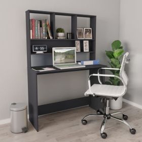 Desk with Shelves Gray 43.3"x17.7"x61.8" Engineered Wood - Grey