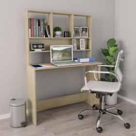 Desk with Shelves Sonoma Oak 43.3"x17.7"x61.8" Engineered Wood - Brown