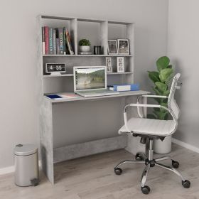 Desk with Shelves Concrete Gray 43.3"x17.7"x61.8" Engineered Wood - Grey