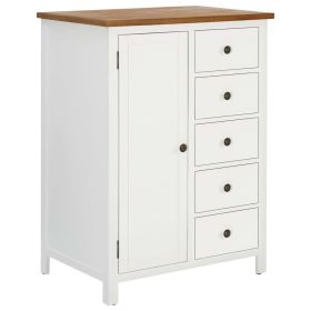 Wardrobe 29.9"x20.5"x41.3" Solid Oak Wood - White