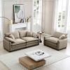 Modern Living Room Sofa Two Pieces Set Tan Corduroy - as Pic