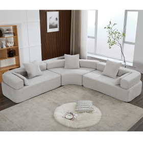 Oversized Combination Sofa,Curved Sofa,Upholstered 4 Seater Couch for Living Room Gray