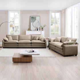 Family sofa set Deep Seat Sofa, Warm Sofa for Home Cinema and Living Room, One 2-Seater Sofa and One 3-Seater Sofa,Tan Corduroy - as Pic