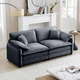 Warm and Cozy Living Room Sofa with 4 Pillows Upholstered Large Deep Seat 2 Seater Sofa for Living Room,Grey Corduroy - as Pic