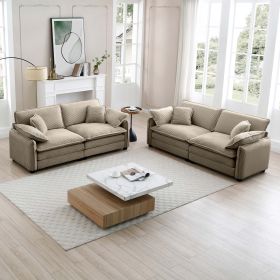 Modern Living Room Sofa Two-Piece Set, Suitable for Living room and Bedroom Sofa Set, Consists of two pieces of 2 Seater Sofa,Tan Corduroy - as Pic