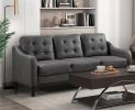 Gray Polished Microfiber Upholstered 1pc Sofa Button Tufted Contoured Arms Solid Wood Frame Couch Casual Living Room Furniture - as Pic