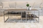 Padena Metal Frame Wood Living Room Coffee Table with Shelf - as Pic
