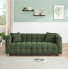 Refreshing Green Teddy Fleece Sofa - 80" Ideal for Living Room or Bedroom, Comes with Two Throw Pillows and Sturdy Hardware Foot Support - as Pic