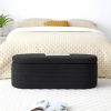 Modern End of Bed Bench with Storage Upholstered Sherpa Fabric Large Storage Bench Ottoman Shoe Stool Long Bench ,Black - as Pic