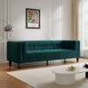 3-Seater Sofa, Upholstered Tufted Coach, Velvet Sofa, Green - as Pic