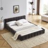 Queen Size Upholstered Bed Frame with Thick Fabric, Chenille Fabric Grounded Queen Size Platform Bed with Headboard.Dark Grey(68''*86.5''*23.5'')