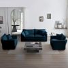 3 Piece Sofa Set with Arm Pillows and Toss Pillows , Sofa Set Include 2- Piece of Arm Chair and One 2-seat Sofa, Blue Chenille