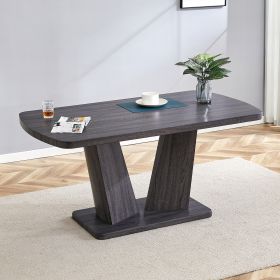 Modern Dining Table, Dining Room Table with 63" Rectangle Top and V-Shape MDF Base, Kitchen Dining Table for Kitchen Living Dining Room - as Pic