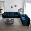 Sofa Set of 2 Chenille Couch, 2+3 Seater Sofa Set Deep Seat Sofa, Modern Sofa Set for Living Room, Blue Chenille - as Pic
