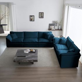 Sofa Set of 2 Chenille Couch, 2+3 Seater Sofa Set Deep Seat Sofa, Modern Sofa Set for Living Room, Blue Chenille - as Pic