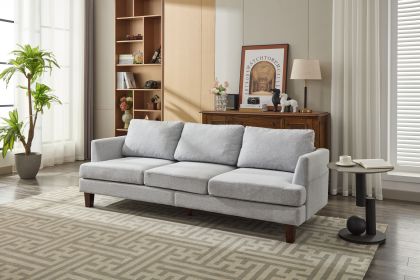Fabric 3 Seater Couch with 2 USB, Comfortable Sectional Couche and Sofa- Light Grey