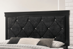 Modern 1pc Black Finish Queen Size Panel Bed Wooden Fabric Upholstered Headboard Crystal-Like Button Tufted Fabric Bedroom Furniture - as Pic