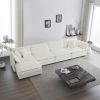 Modular Sectional Sofa for Living Room,U Shaped Couch 5 Seater Convertible Sectional Couch with 1 Ottoman ,White Chenille - as Pic