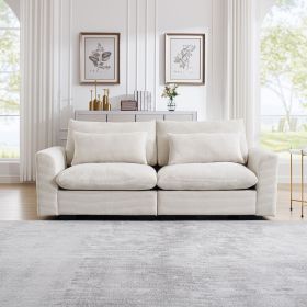 Beige Corduroy Sofa Couch, Deep Seat Couches for Modern Living Room/Apartment/Office - as Pic