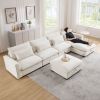 Big Deep Seat U-Shaped Corduroy Sectional Couches for Living Room, 4 Seater Sofa Couch(Corduroy, Beige)