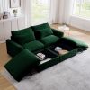 Corduroy Two-Seater Sofa with 2 Storage Footrest,2 Seater Sectional deep seat sofa,Comfy Couches for Living Room,Green Sofa - as Pic