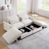 Corduroy Two-Seater Sofa with 2 Storage Footrest, 2 Seater Sectional deep seat sofa,Comfy Couches for Living Room ,Beige Sofa - as Pic