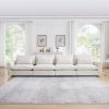4 Seater Deep Seat Couches for Living Room, Comfy Beige Corduroy Sofas for Living Room Modern with 4 Waist Pillows - as Pic