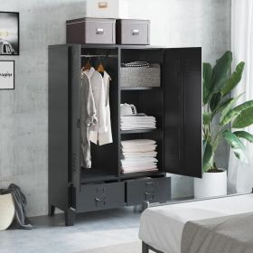 Wardrobe Industrial Black 35.4"x15.7"x55.1" Steel - Black