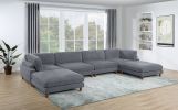 Contemporary Dark Gray 6pc Modular Sectional Set Corduroy Upholstery Couch 2x Corner wedge, 2x Armless Chairs 2x Ottomans Living Room - as Pic