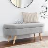 Grey Oval Ottoman Storage Bench