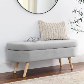 Grey Oval Ottoman Storage Bench