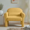 modern boucle accent chair with lumbar pillow for living room  - yellow