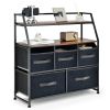 5 Drawers Storage Dresser with Fabric Bin for Living Room Bedroom - Black + Brown