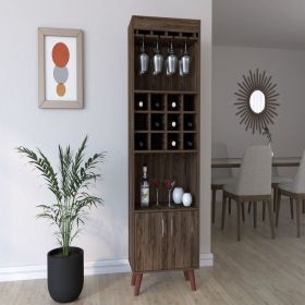 Bar Cabinet Bull, Twelve Wine Cubbies, Rack, Dark Walnut Finish - Dark Walnut