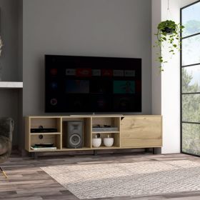 TV Stand for TV麓s up 70" Estocolmo, Four Open Shelves, Light Oak Finish - Light Oak