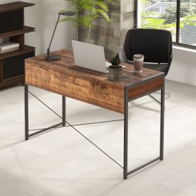 2-Drawer Home Office Desk with Steel Frame - Brown