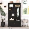 Hall Tree with Storage Shoe Bench for Entryway and Hallway, 4-in-1 Design Coat Racks with 4 Hooks for Living Room - Black