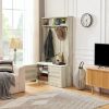 bedroom, porch wardrobe storage rack, Storage Shoe Cabinet, with Clothes Hook, with Sponge Pad Product, Multiple Storage Racks - beige