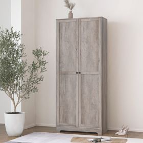 Particleboard veneer, retro gray, 2-door, 4-shelf wooden wardrobe - as picture