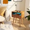 Nightstands with Charging Station, 2-Tier Storage & 20 Colors Remote LED Lights. - Vintage