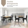 5 Pieces Dining Set Wood Metal Table and 4 Chairs with Cushions - Black