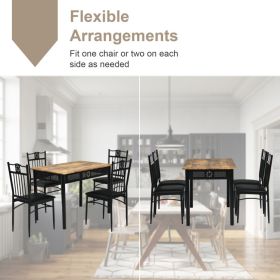 5 Pieces Dining Set Wood Metal Table and 4 Chairs with Cushions - Black