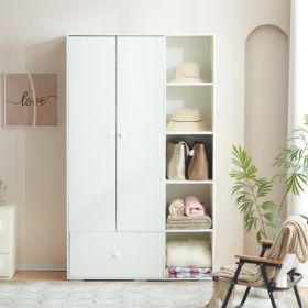 Bedroom Armoire, Wardrobe Armoire Closet, Drawers and Shelves, Handles, Hanging Rod, for Bedroom , White - as picture