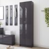 Hallway Wardrobe High Gloss Gray 21.7"x9.8"x74.4" Engineered Wood - Grey