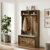 Coat Rack with Storage Shoe Cabinet - Brown