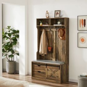 Coat Rack with Storage Shoe Cabinet - Brown