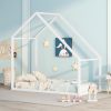 Twin Size Metal House Bed kids Bed, White - as pic
