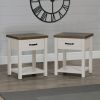 Drawer Nightstand; Set of 2 - Ivory - Medium Density Fibreboard, Laminate, Wood Composite, Metal