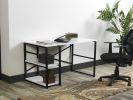 Furnish Home Store Sage Black Metal Frame 47" Wooden Top 2 Shelves Writing and Computer Desk for Home Office, White - as pic
